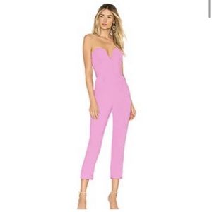 Amanda Uprichard Women's Small Cherri Jumpsuit Strapless Solid Pink Sweetheart